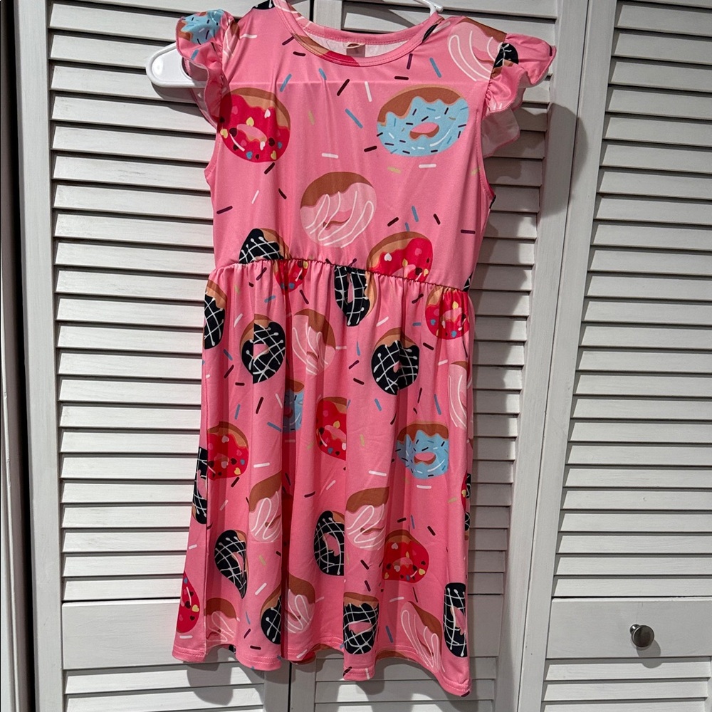 SHEIN Pink Donut Pattern Kids Dress